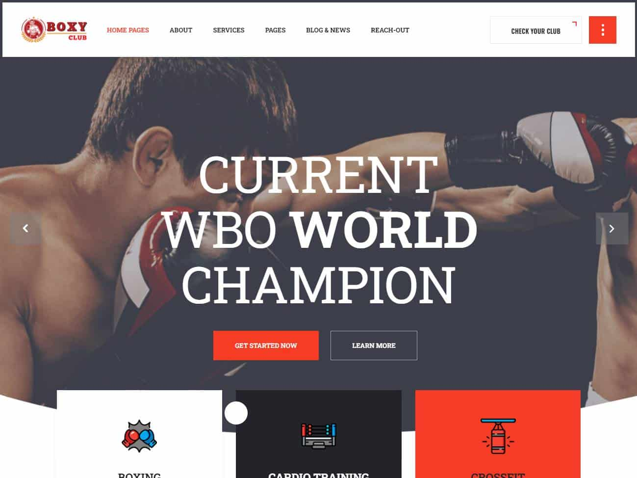 Screenshot of the Boxy website