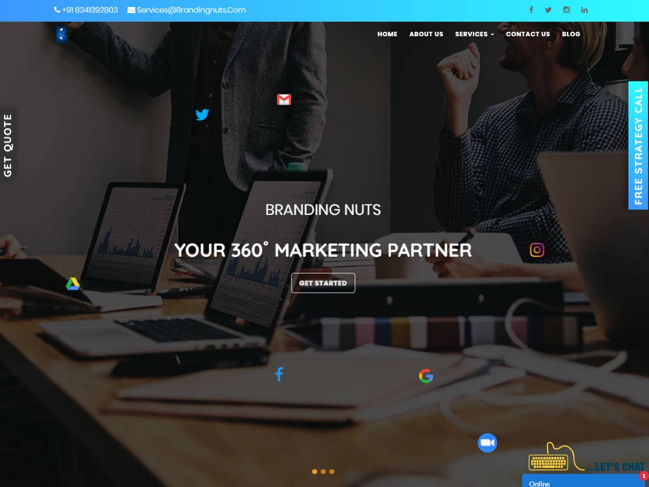 Screenshot of the Branding Nuts website
