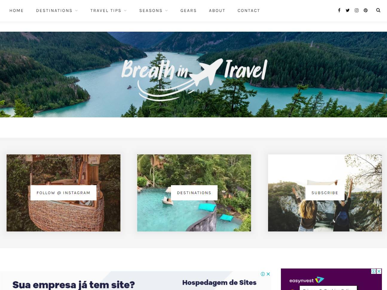 Screenshot of the Breath in Travel website