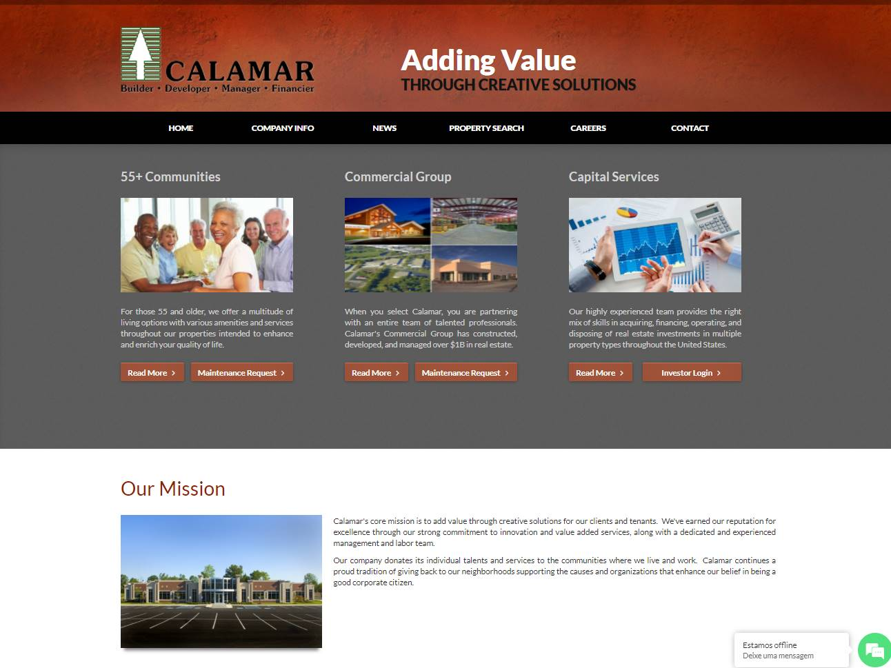 Screenshot of the Calamar website
