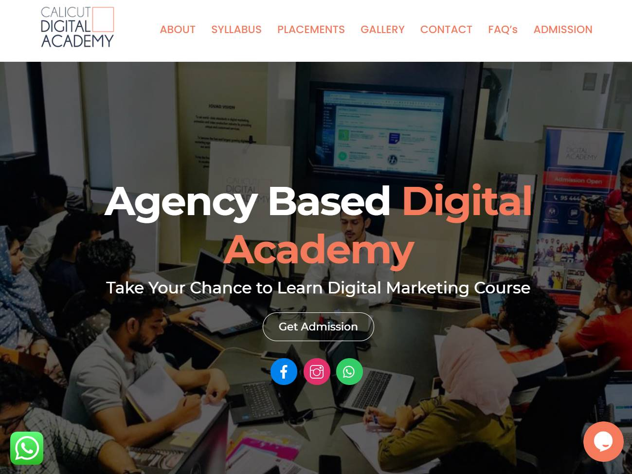 Screenshot of the Calicut Digital Academy website