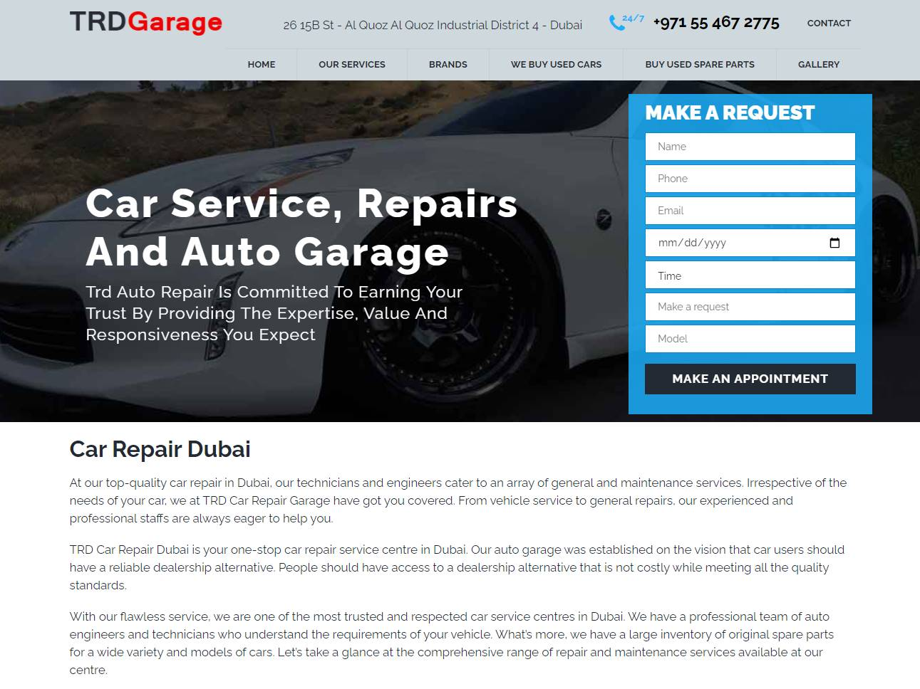 Screenshot of the Car Repair Dubai website