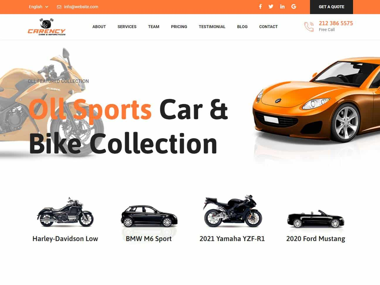 Screenshot of the Carency Car website