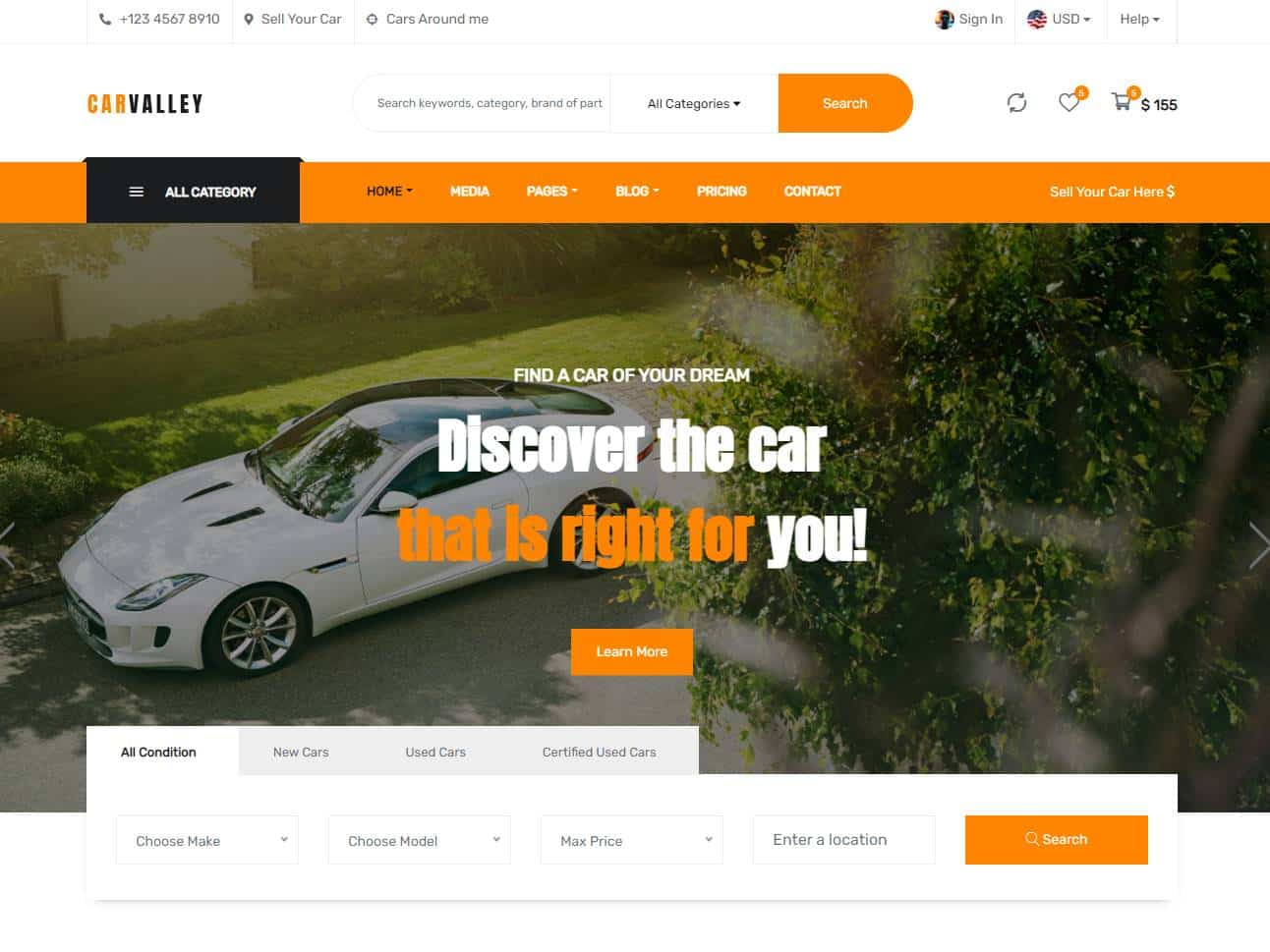Screenshot of the Carvalley website