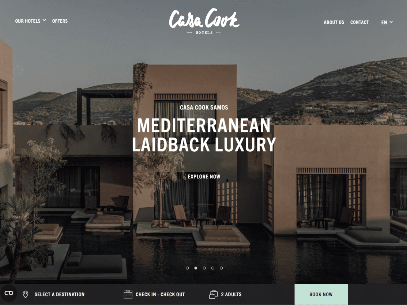 Screenshot of the Casa Cook Hotels website