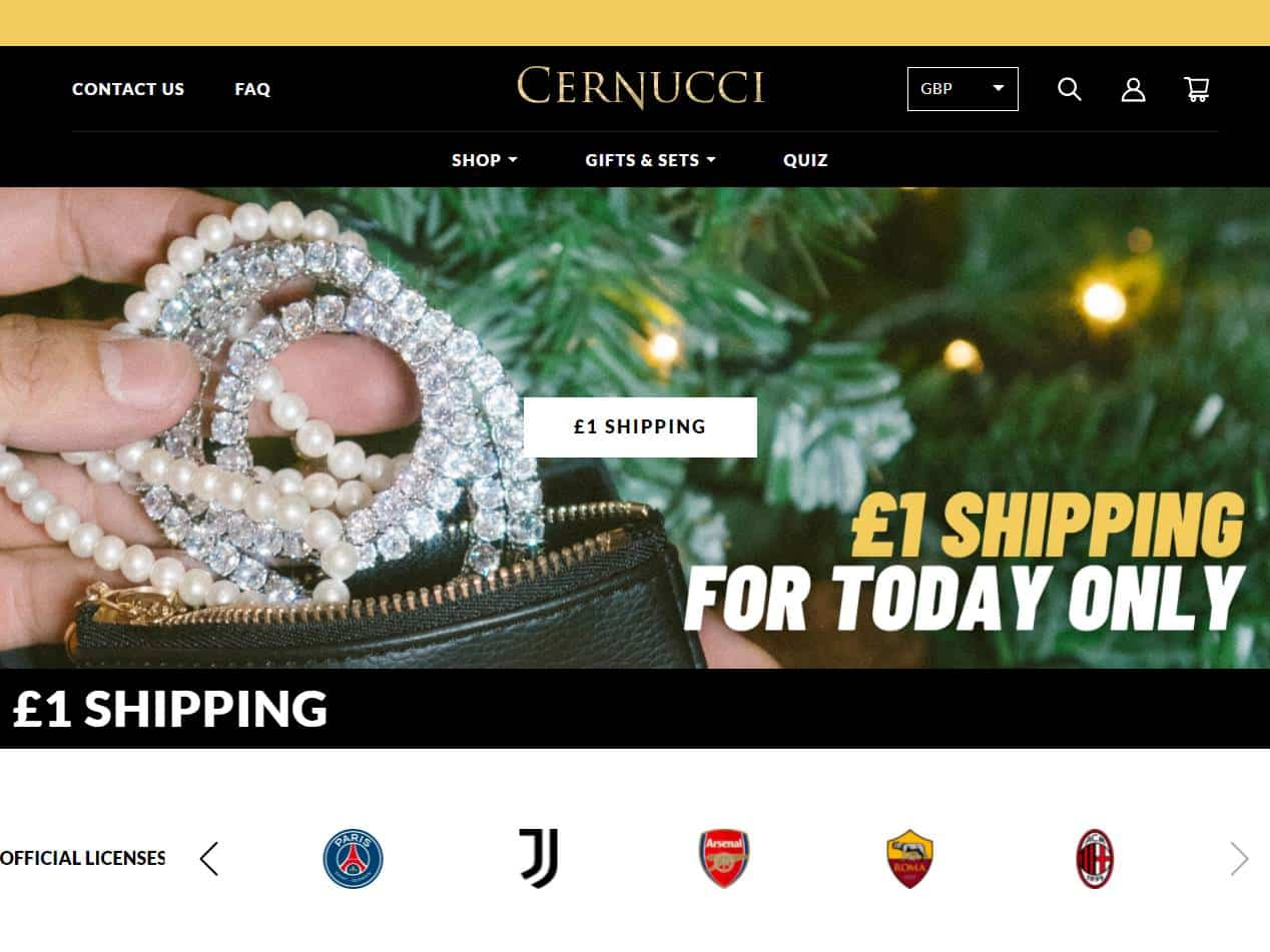 Screenshot of the Cernucci website