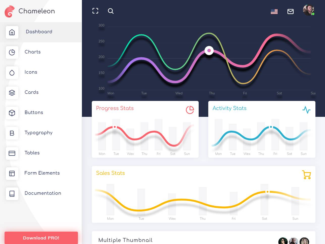 Screenshot of the Chameleon Bootstrap Template website