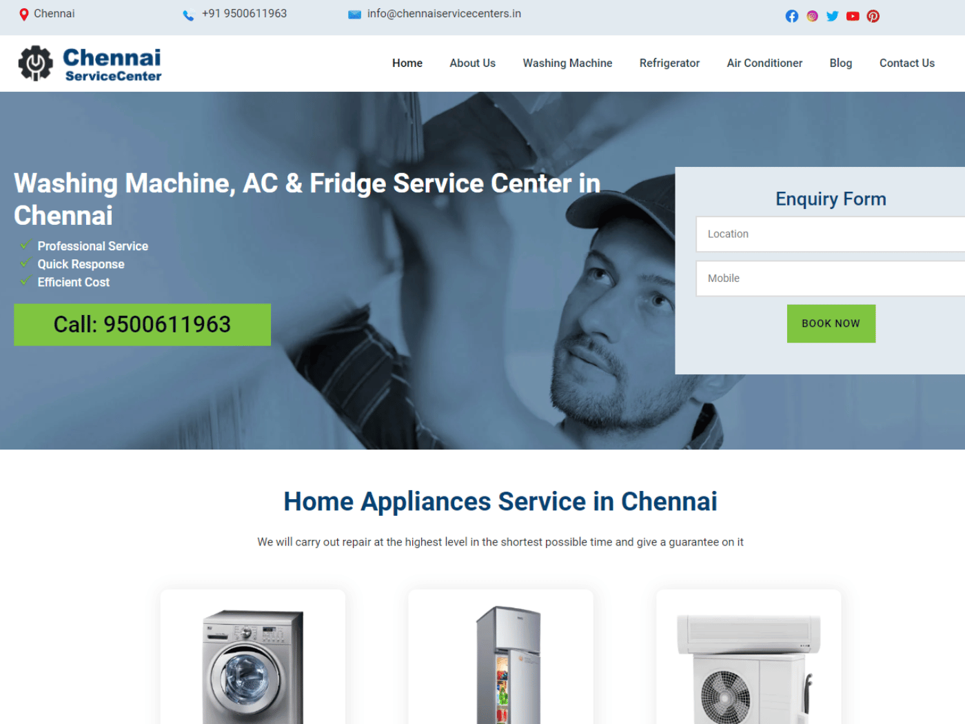 Screenshot of the Chennai Service Center website