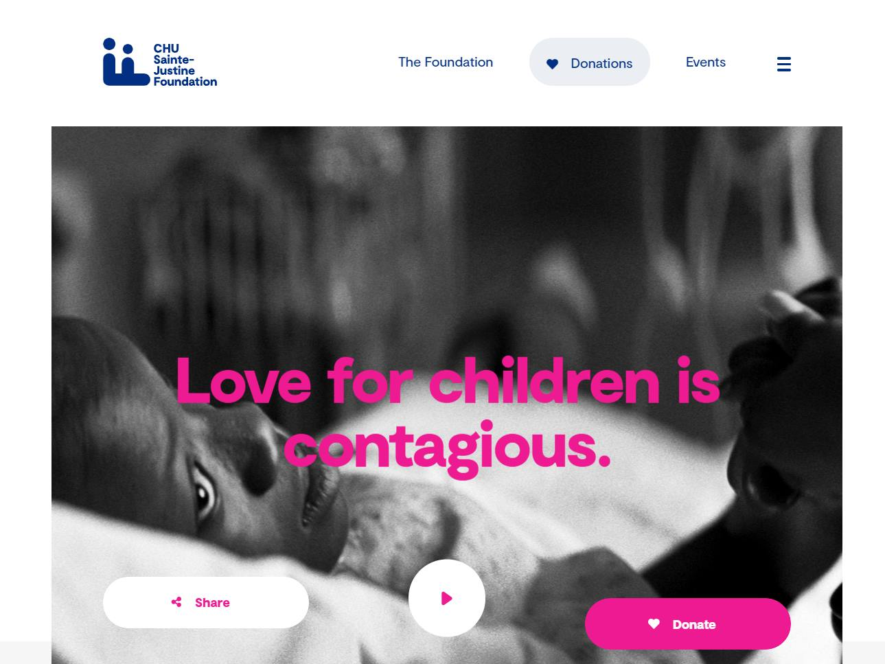 Screenshot of the CHU Sainte-Justine Foundation website