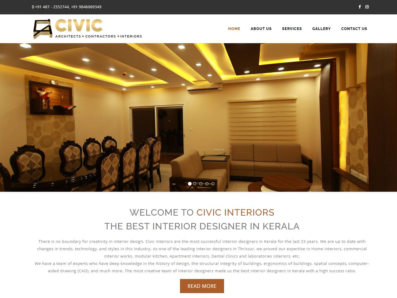 Screenshot of the Civic interiors website