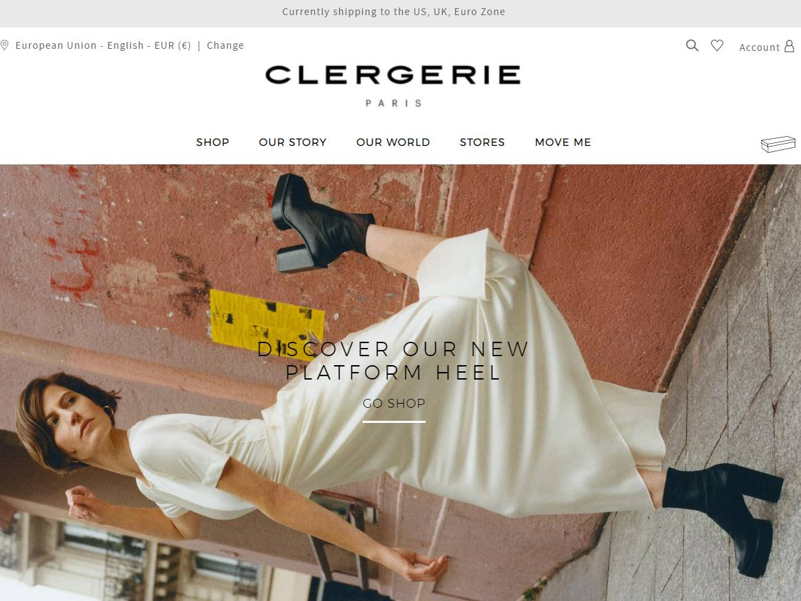 Screenshot of the Clergerie New World website