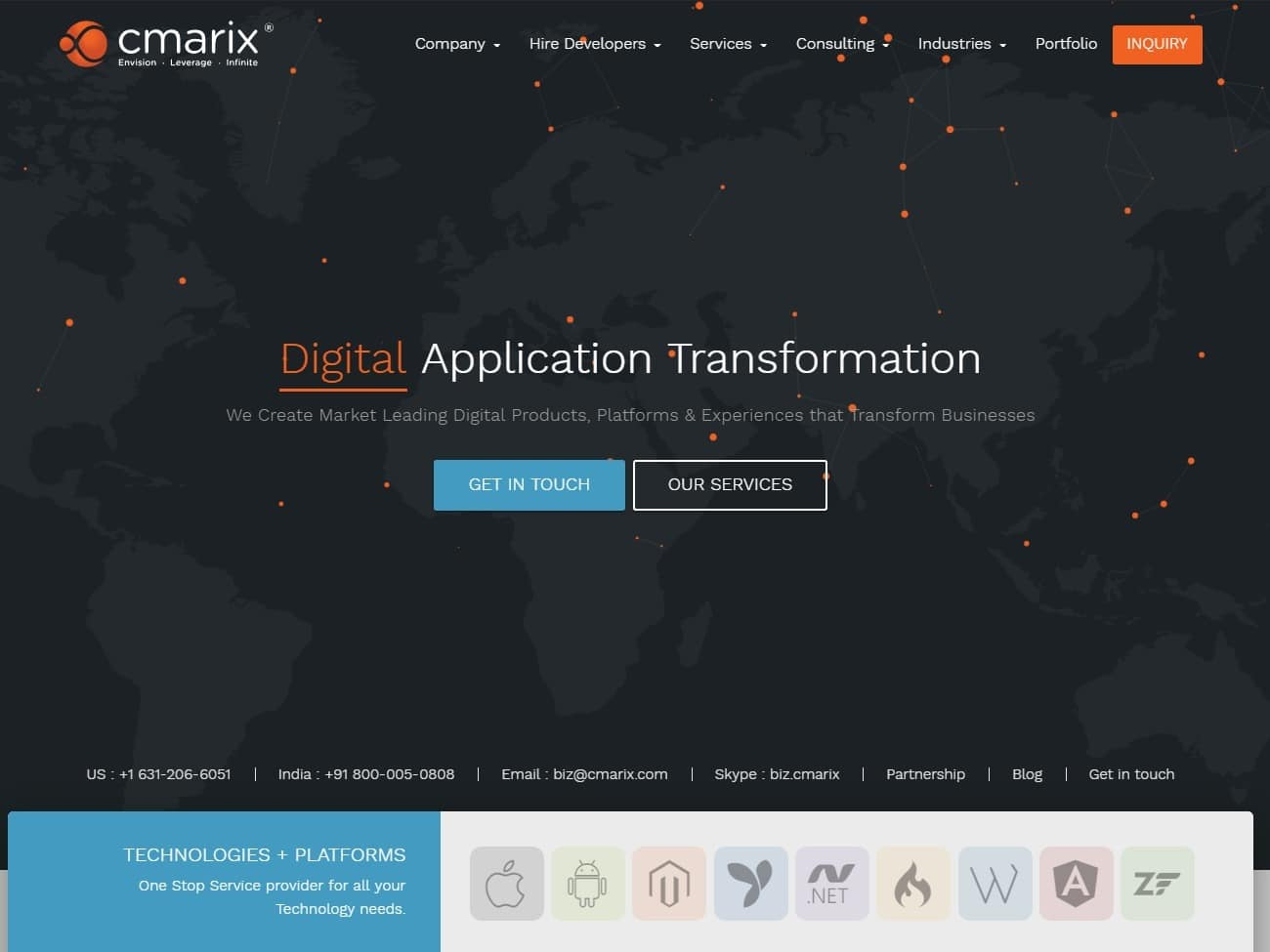 Screenshot of the CMARIX TechnoLabs website