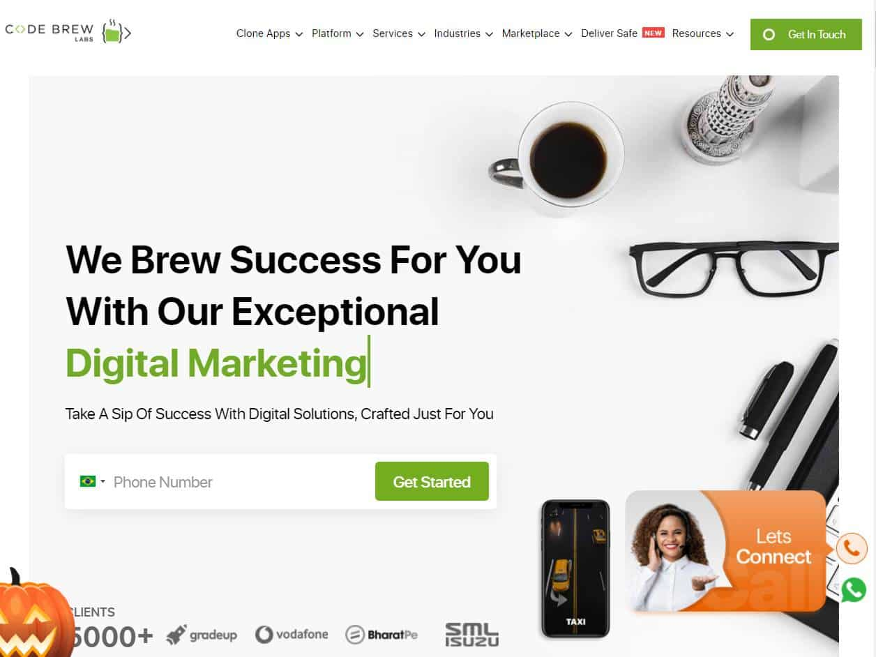 Screenshot of the Code-brew website