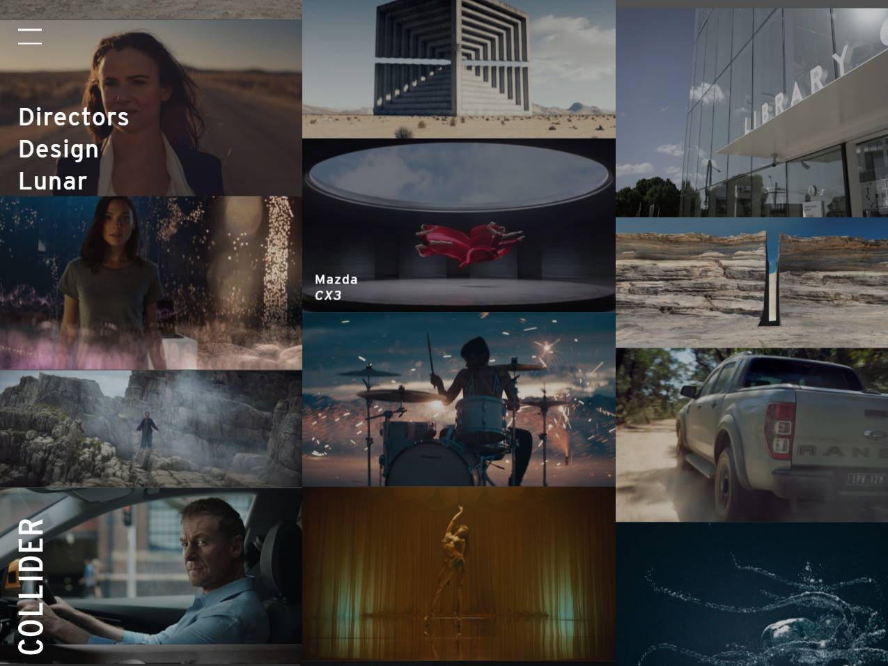 Screenshot of the Collider website