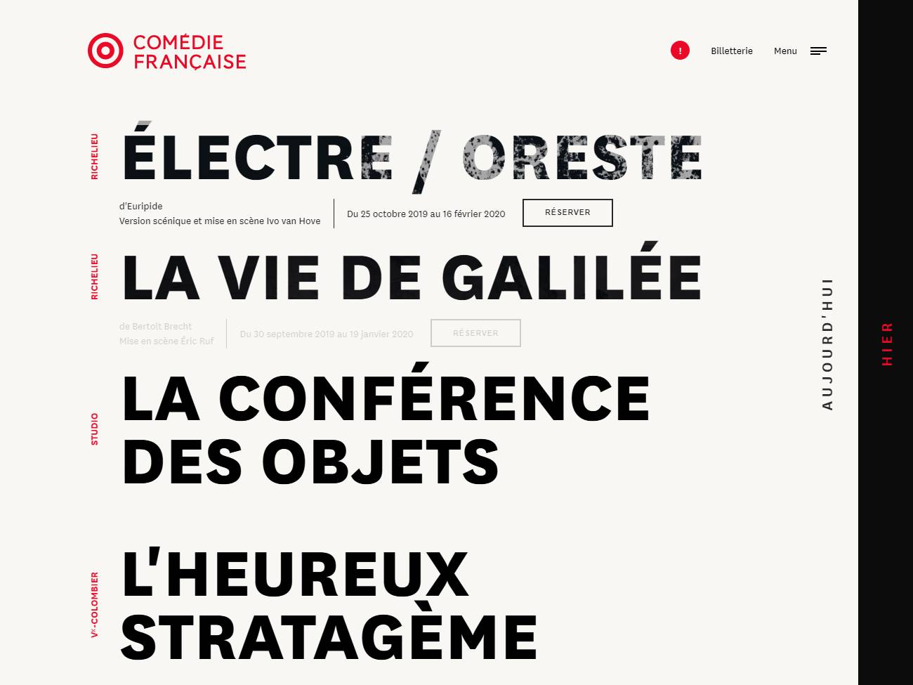 Screenshot of the Comédie-Française website