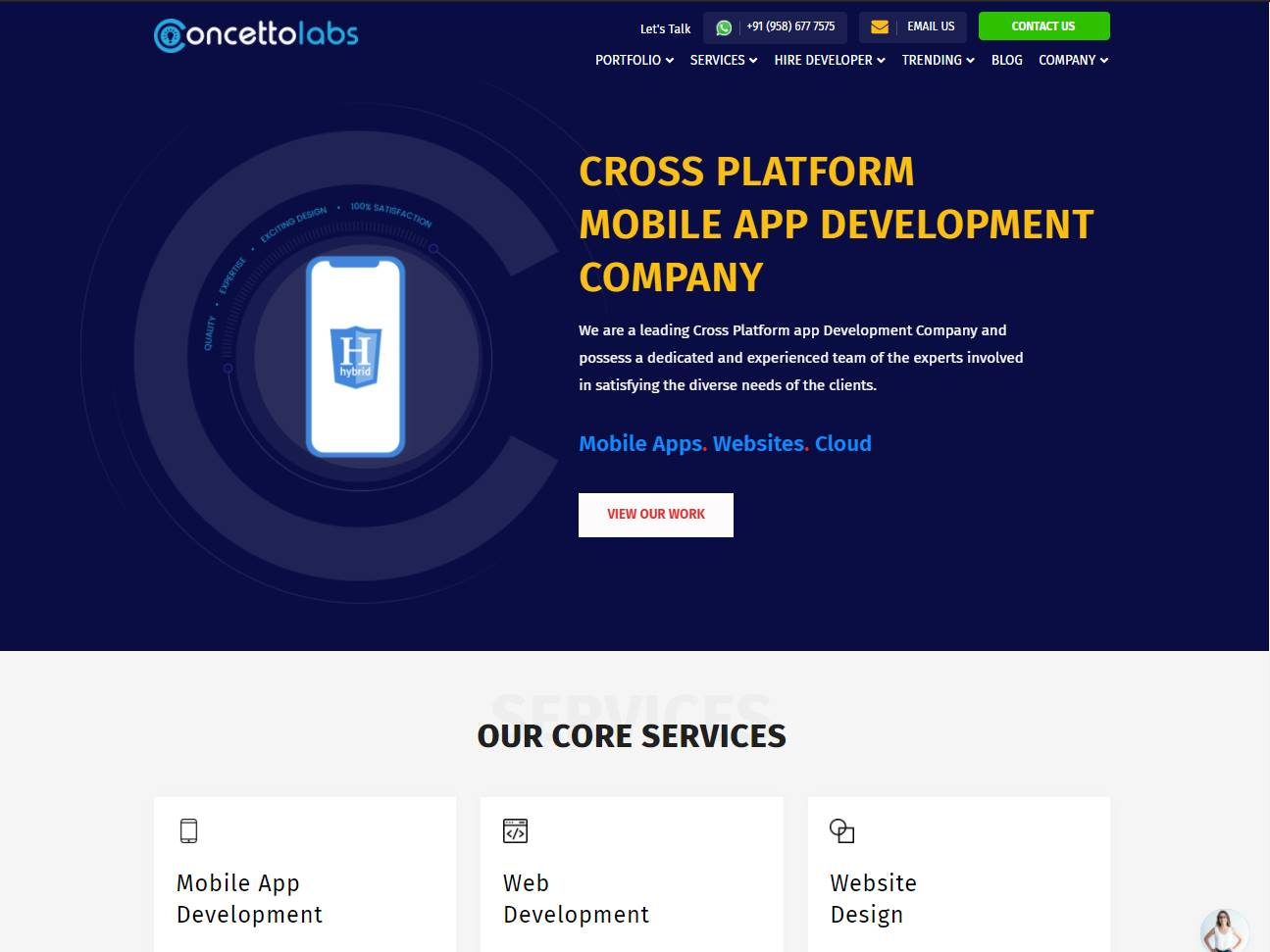 Screenshot of the Concetto Labs website