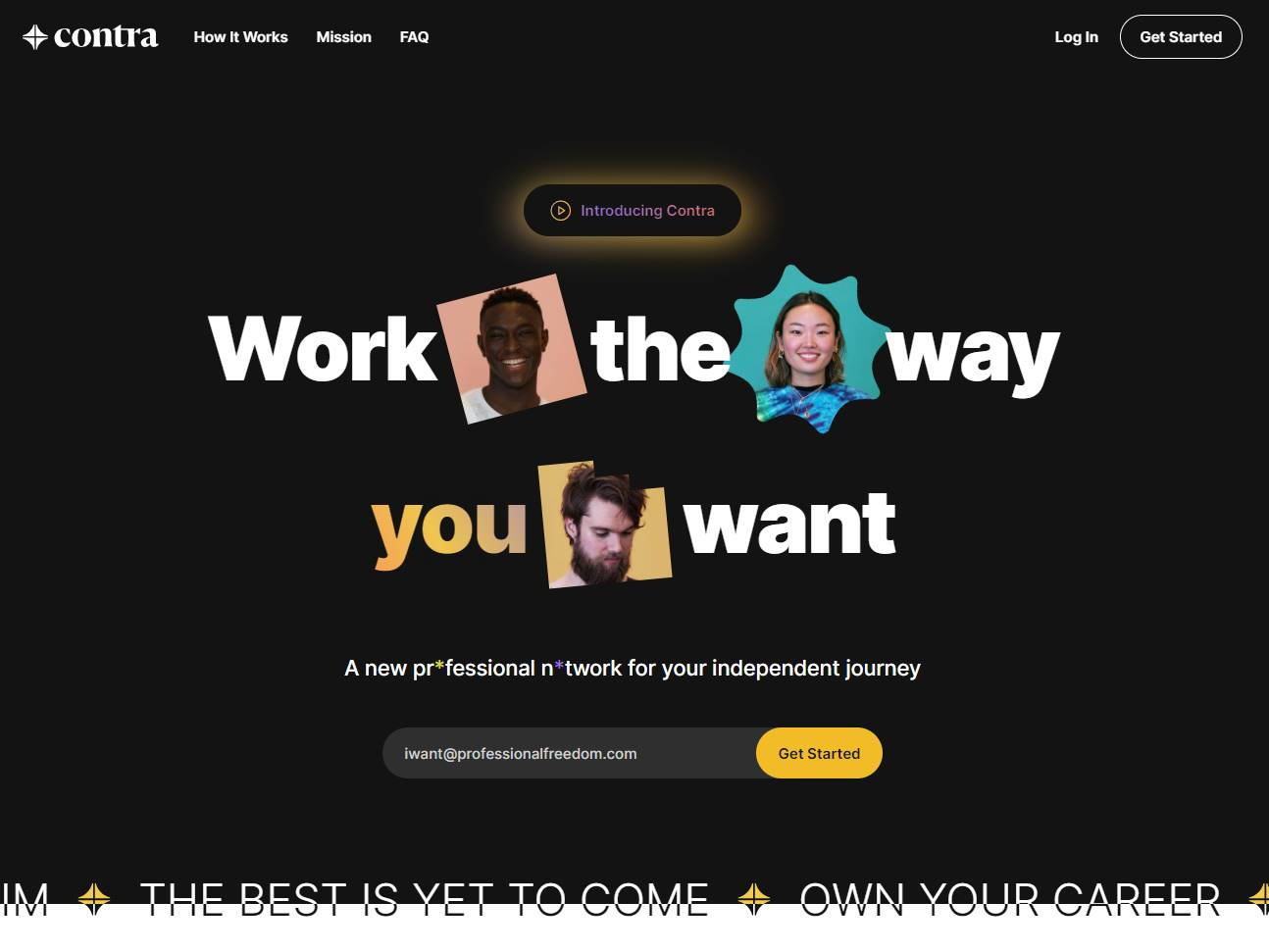 Screenshot of the Contra website
