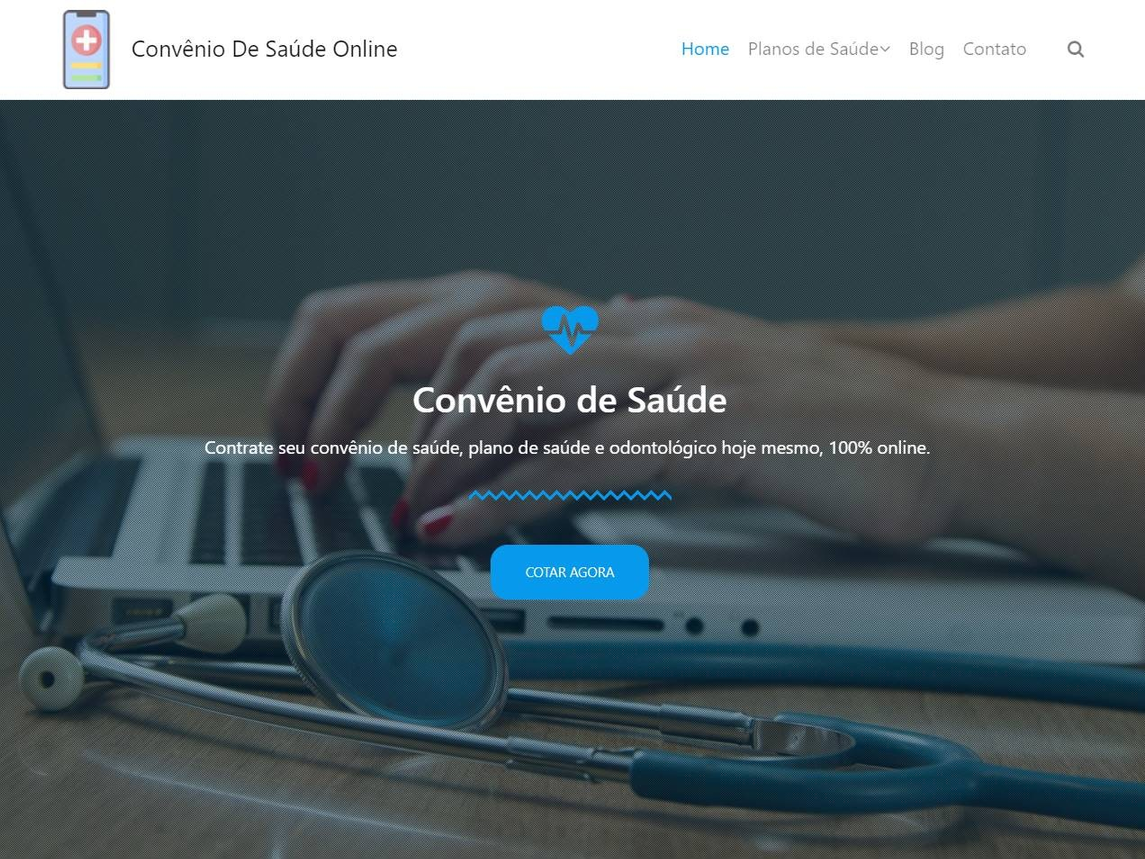 Screenshot of the Convênio de Saúde Online website