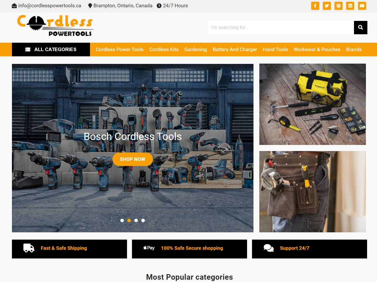 Screenshot of the Cordless Power Tools: Canadian Tool Discovery and Buying Guides website