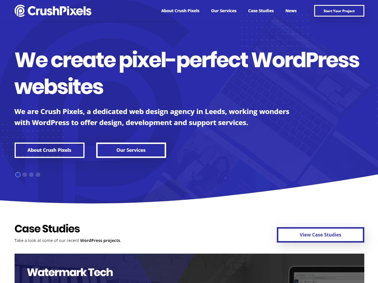 Screenshot of the Crush Pixels website