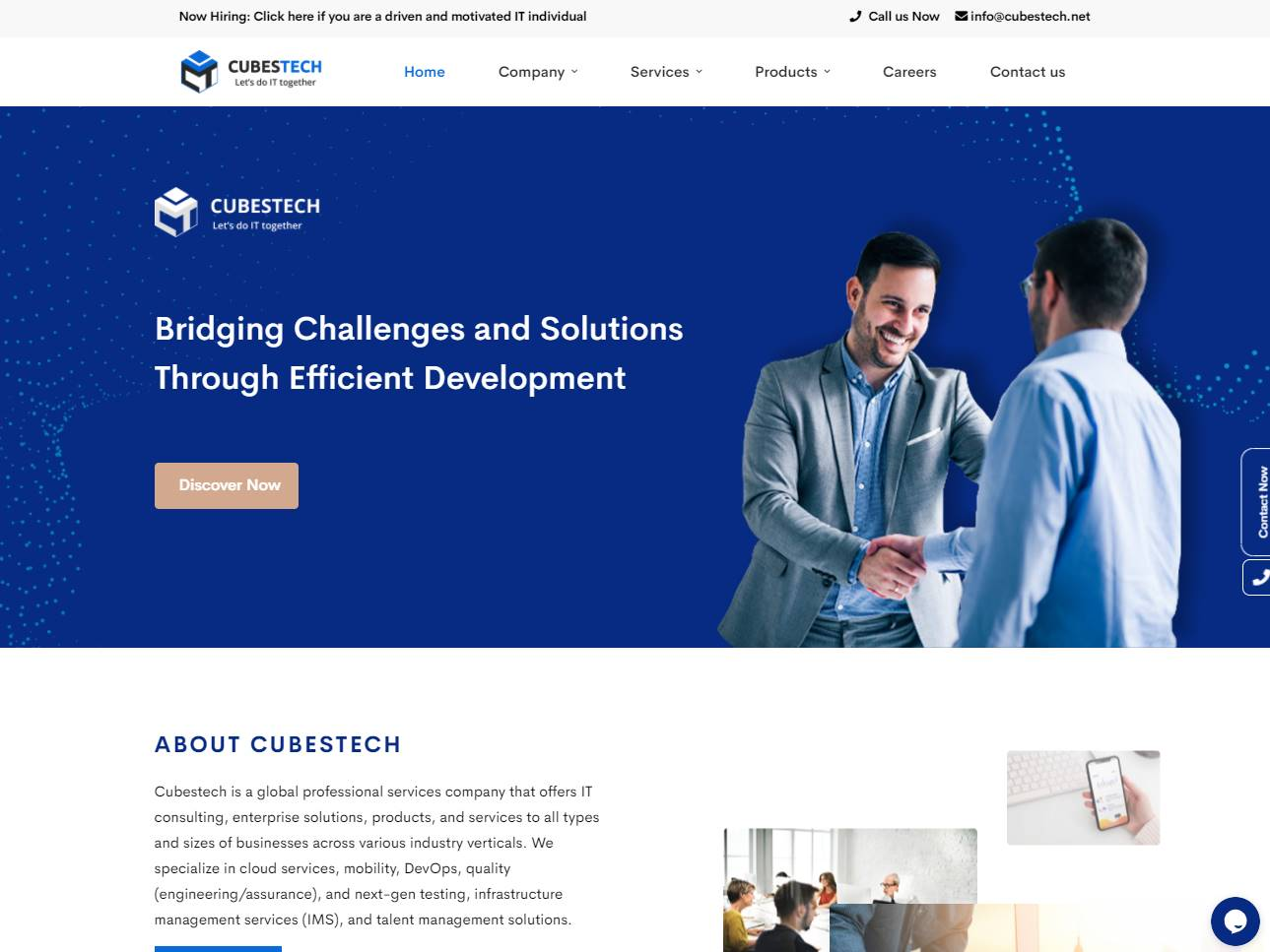 Screenshot of the Cubestech LTD website