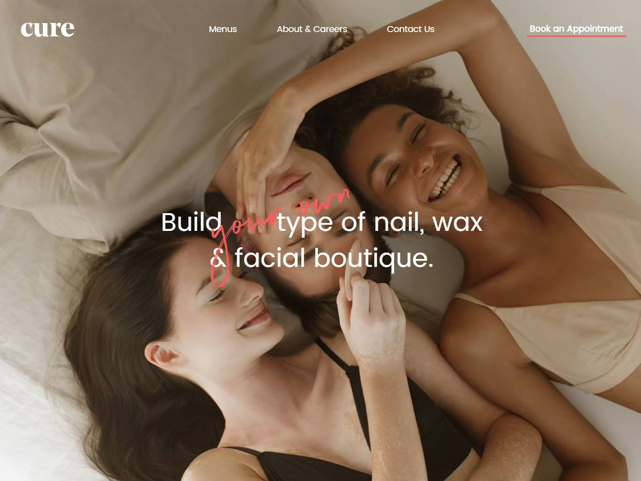 Screenshot of the Cure Nails website