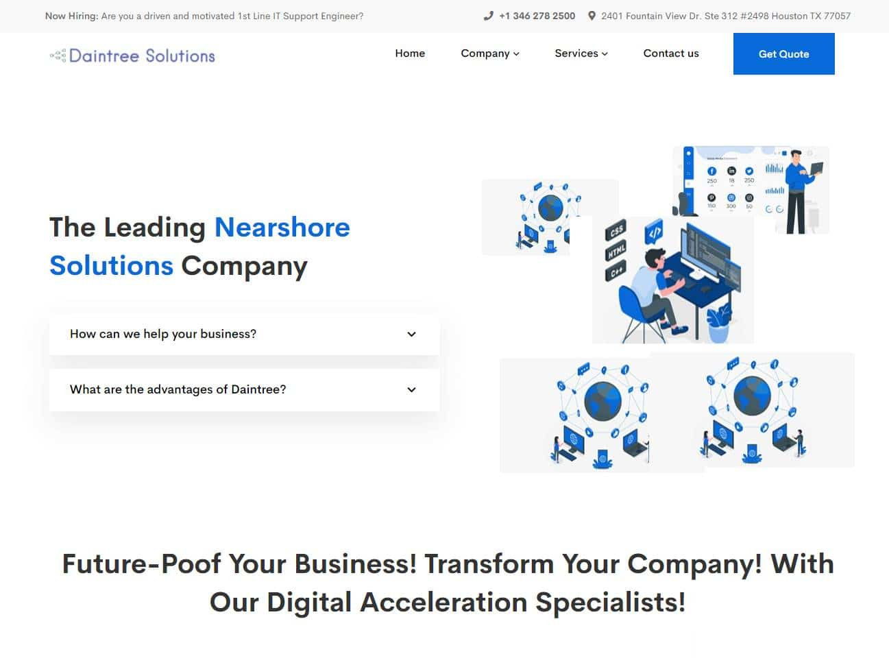 Screenshot of the DaintreeSolutions website