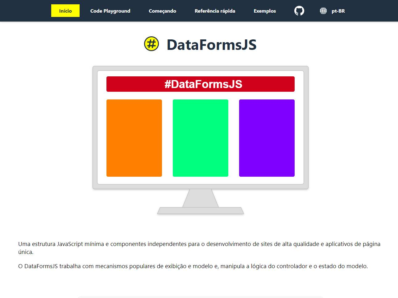 Screenshot of the DataFormsJS website
