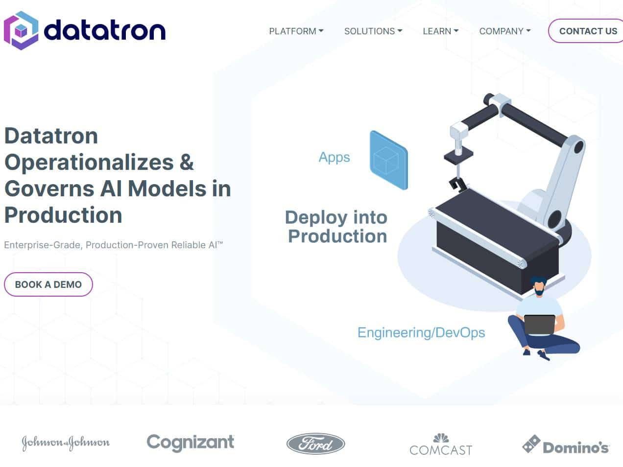 Screenshot of the Datatron website