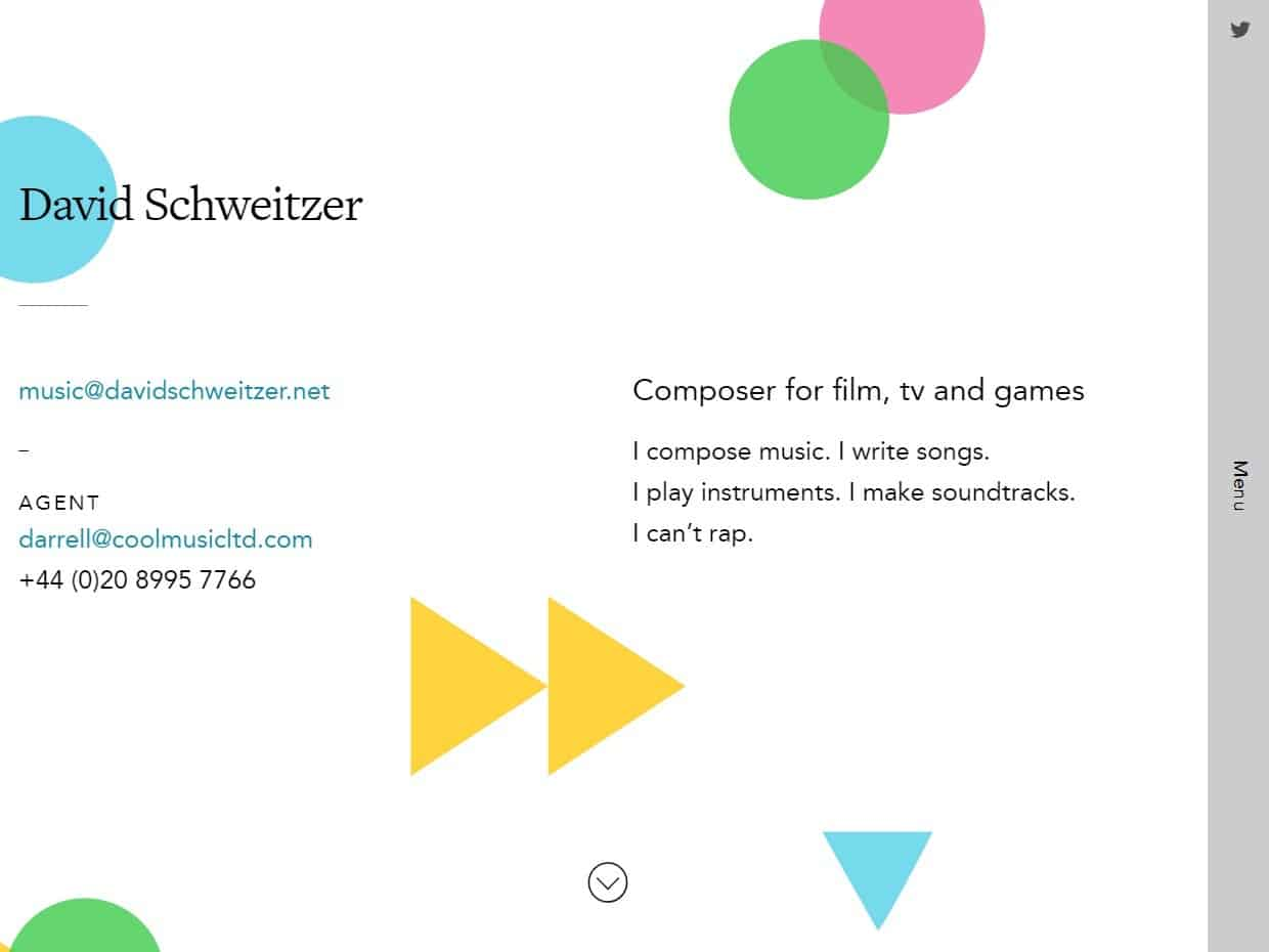 Screenshot of the David Schweitzer – Musician website