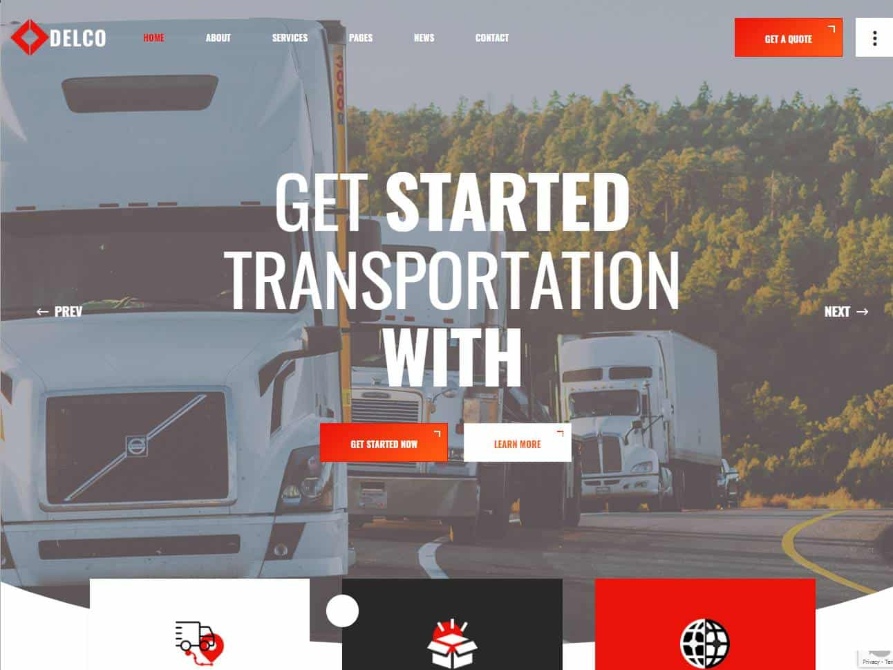 Screenshot of the Delco website