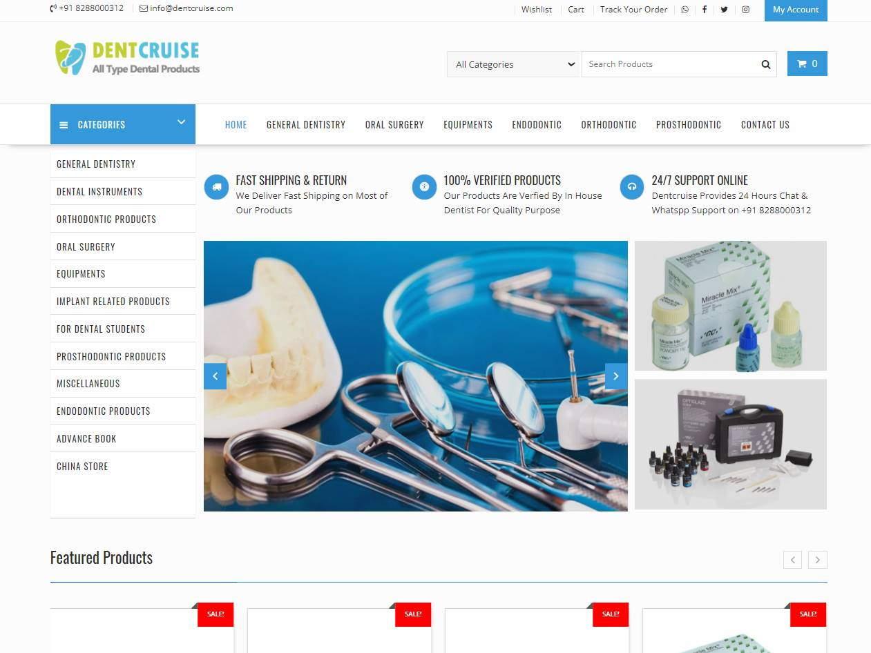 Screenshot of the Dentcruise website