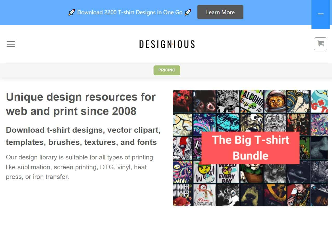 Screenshot of the Designious website