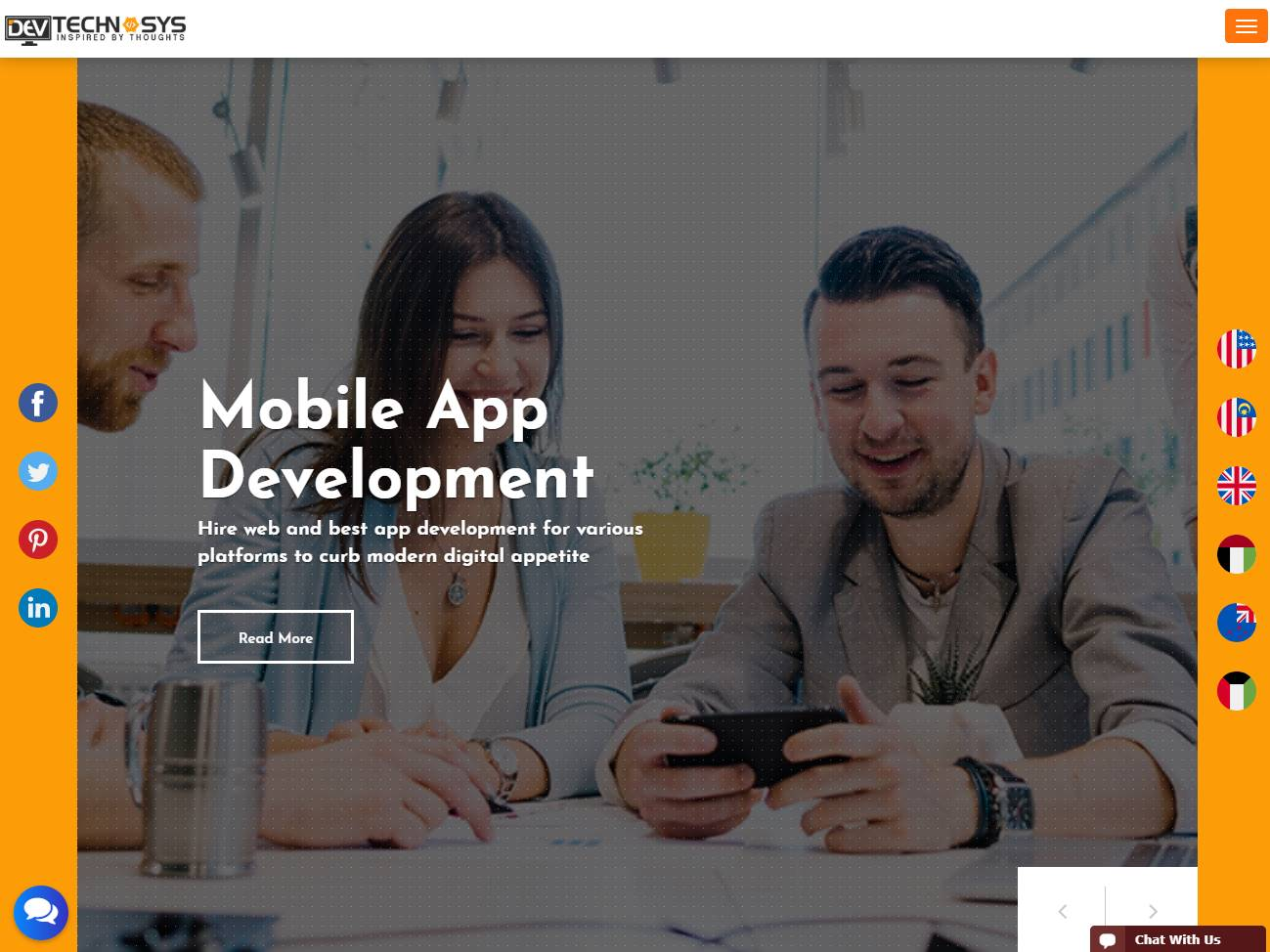 Screenshot of the Dev Technosys website