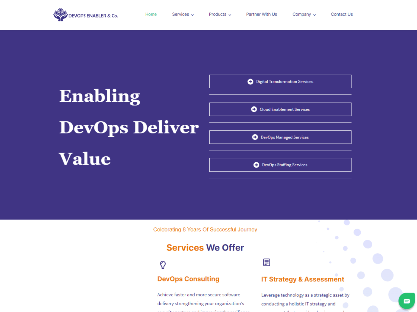 Screenshot of the DevOps Enabler & Co. website