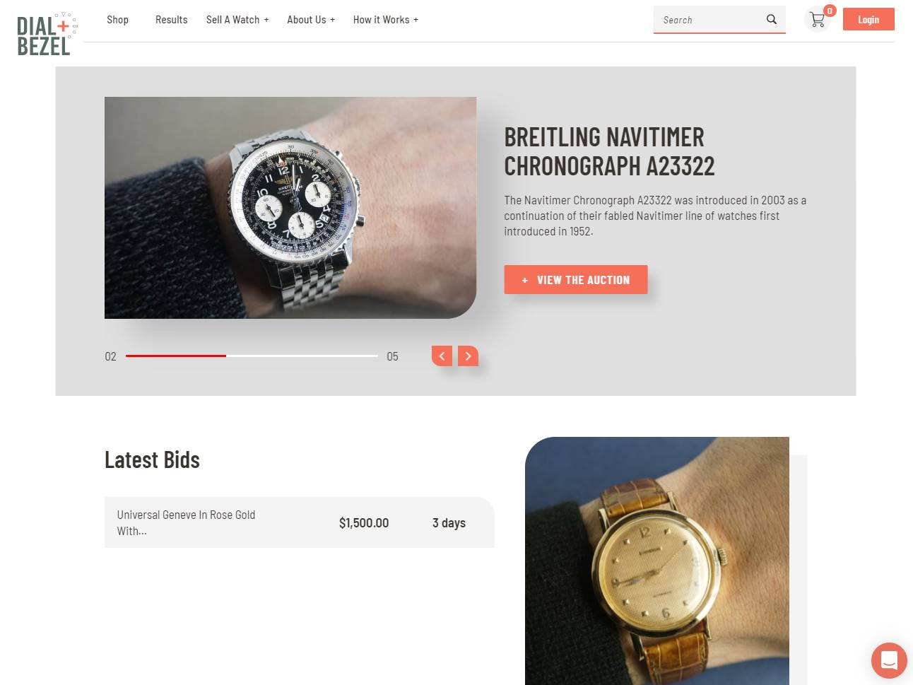 Screenshot of the Dial + Bezel website