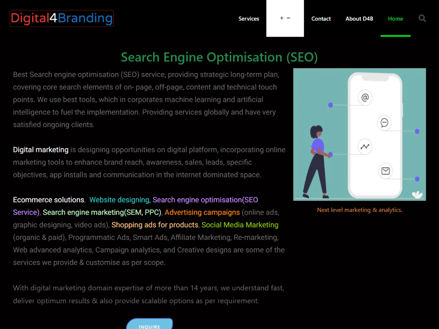 Screenshot of the Digital4Branding website