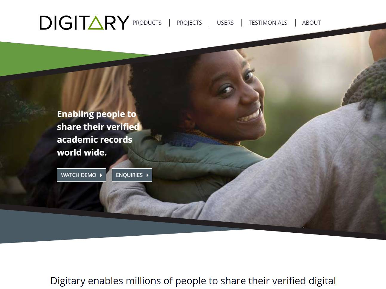 Screenshot of the Digitary website