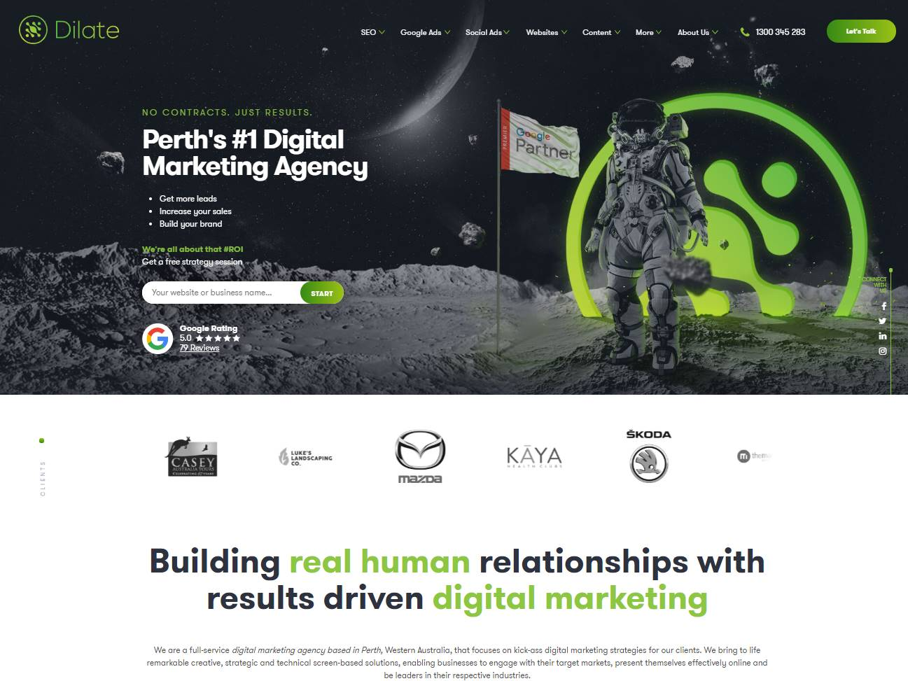 Screenshot of the Dilate Digital website