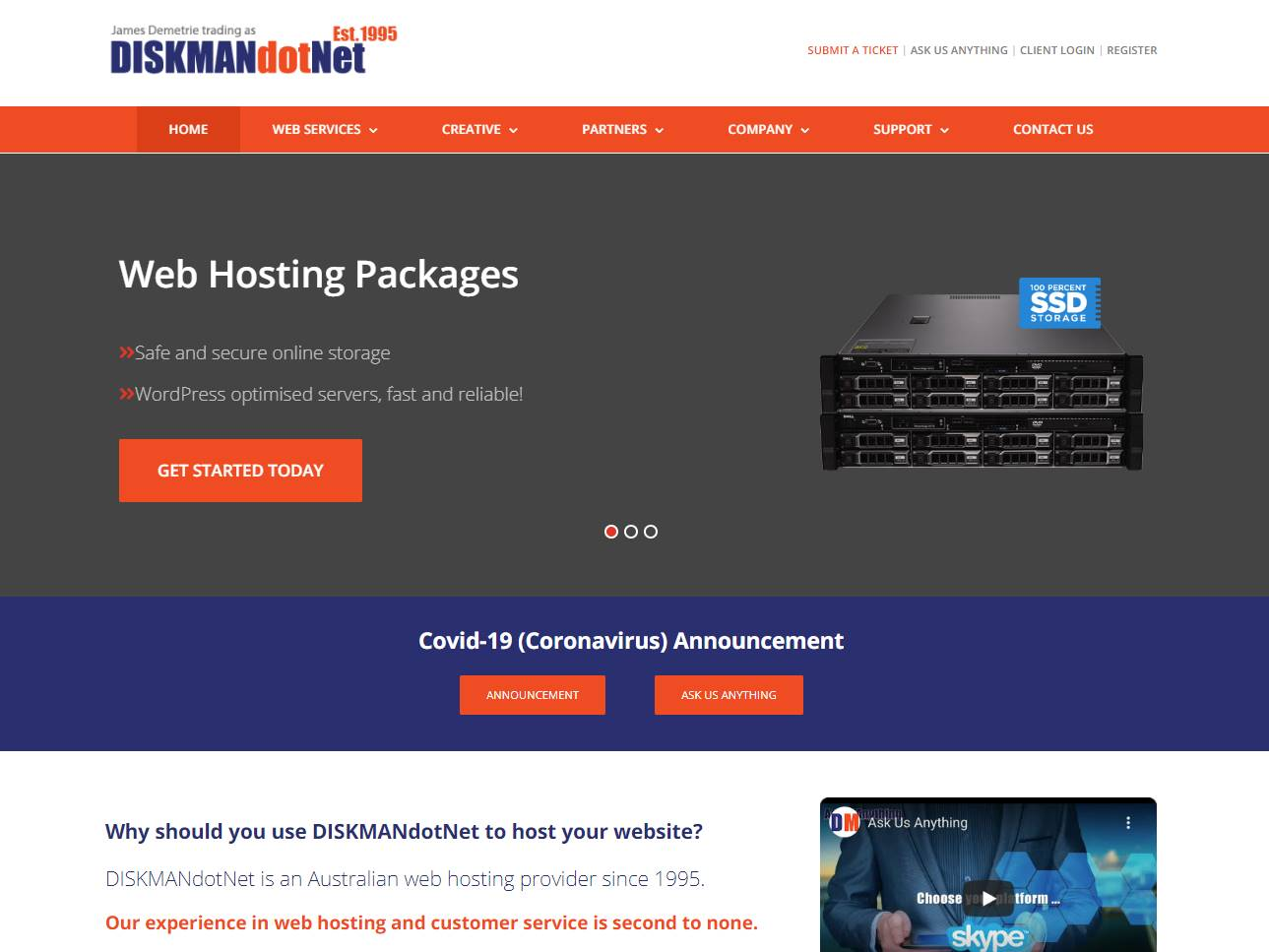 Screenshot of the Diskman website