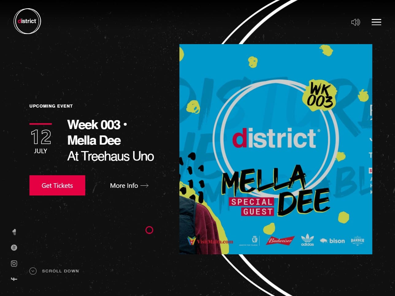 Screenshot of the District website