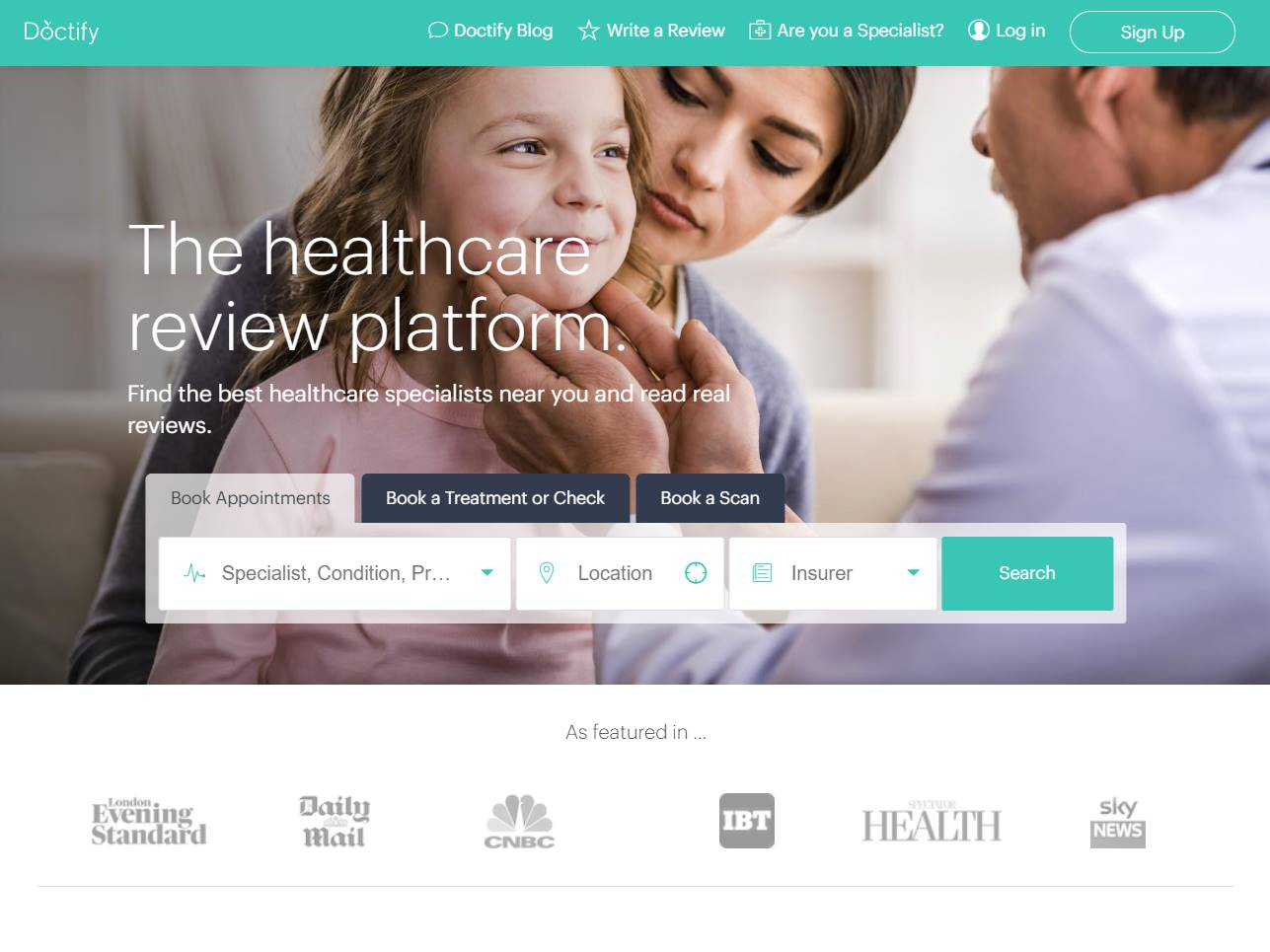 Screenshot of the Doctify website
