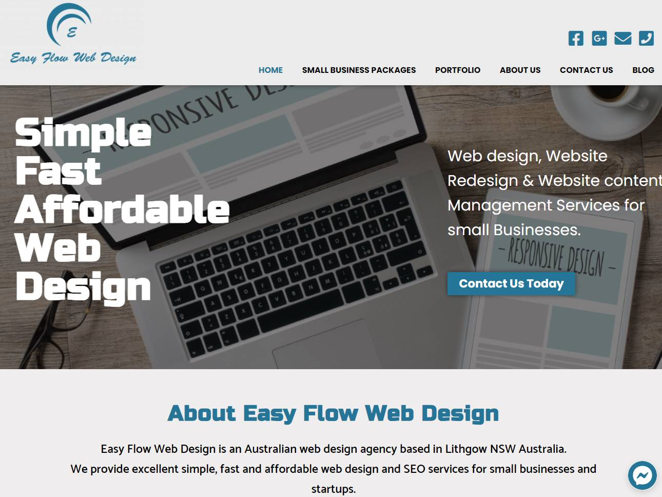 Screenshot of the Easy Flow Web Design website