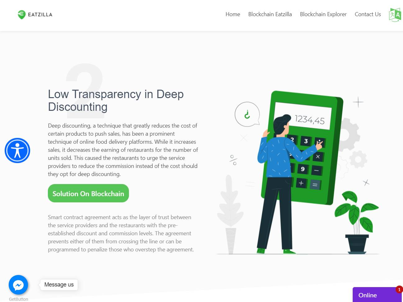 Screenshot of the Eatzilla Food Delivery App: Hyperledger Background and Platform website