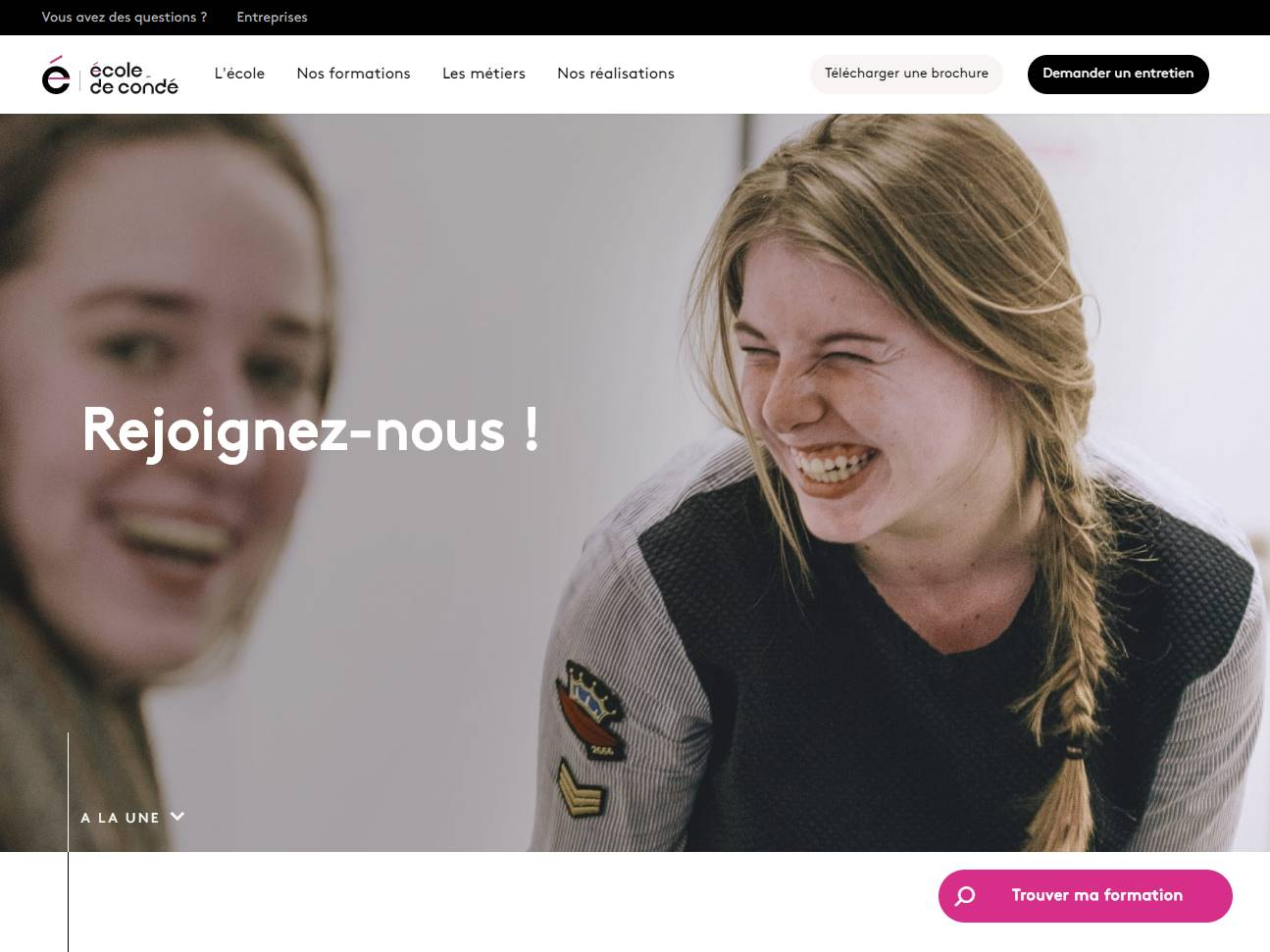 Screenshot of the École de Condé website