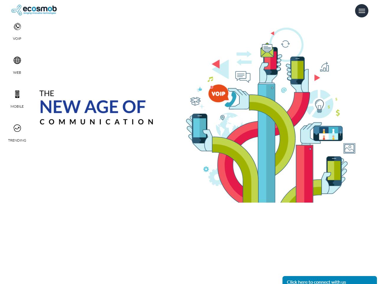 Screenshot of the Ecosmob Technologies: VoIP and Real Time Communication Engineering website