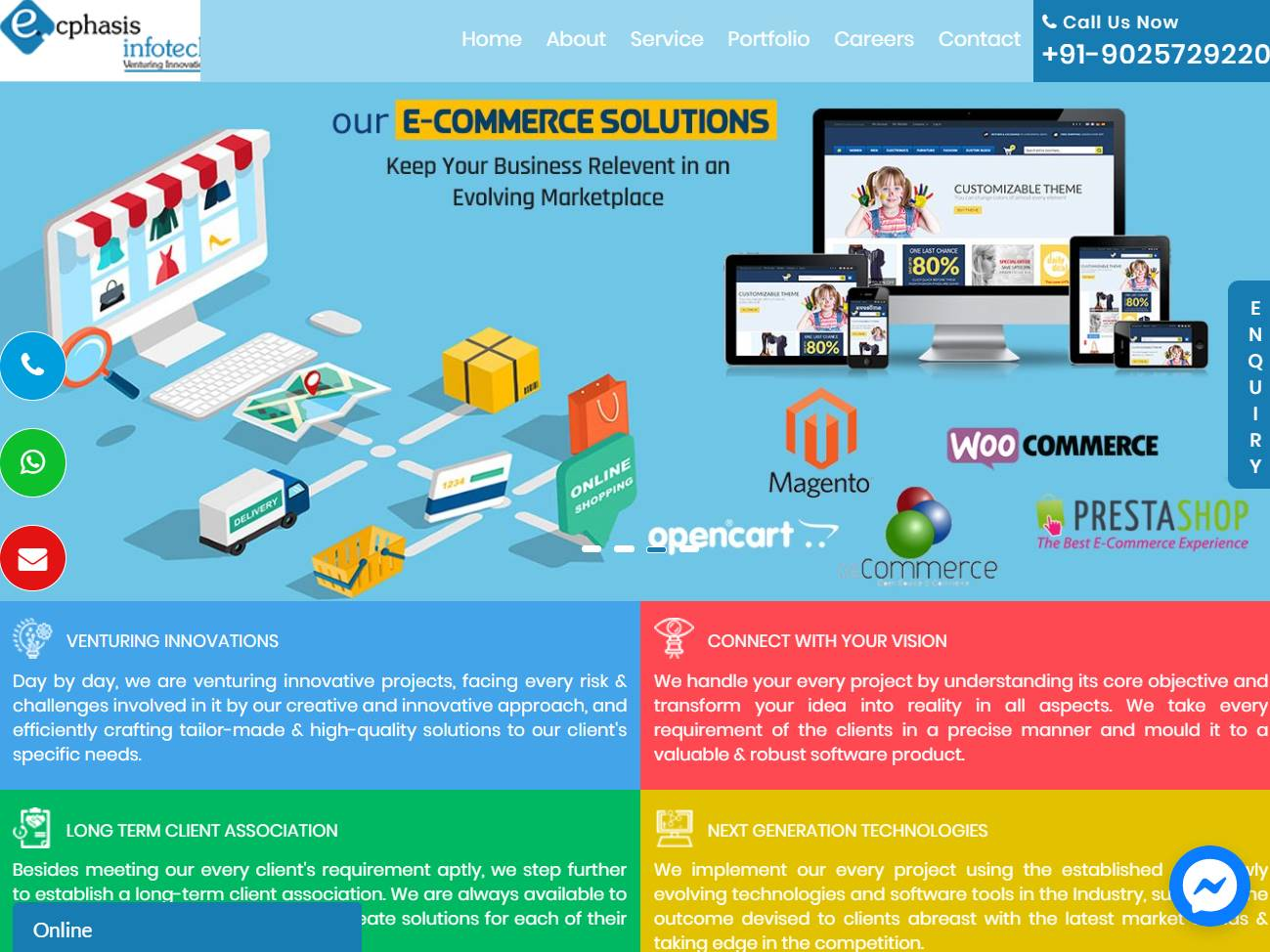 Screenshot of the Ecphasis Infotech Chennai: Connected Web and App Delivery website