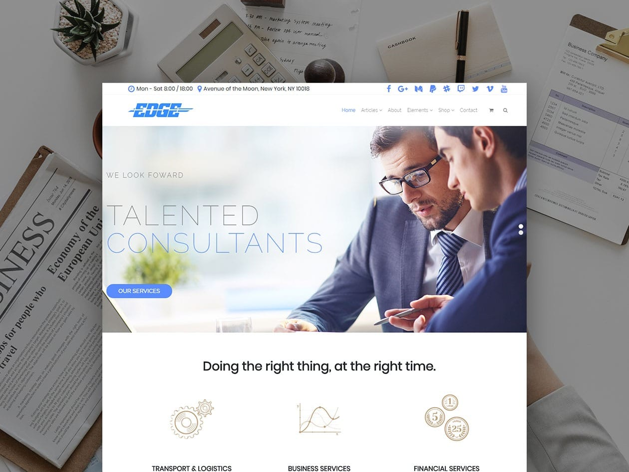 Screenshot of the Edge WordPress Theme website