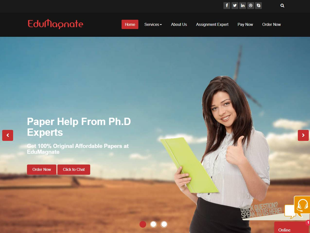 Screenshot of the EduMagnate website