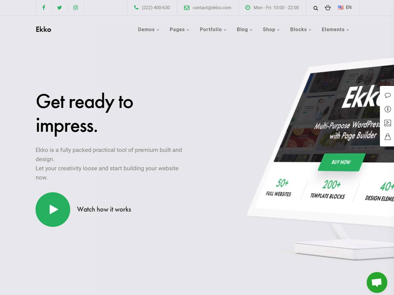 Screenshot of the Ekko website